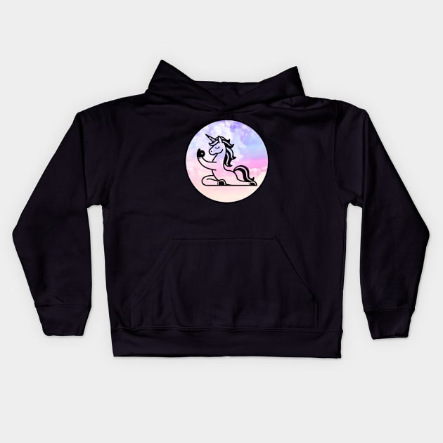 Unicorn Doing Yoga Kids Hoodie by KayBee Gift Shop